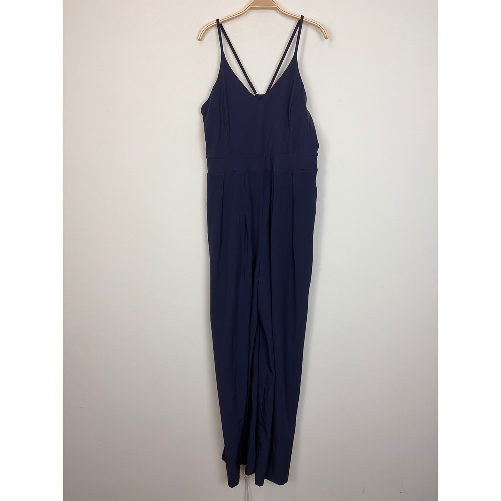 HALARA Breezeful Backless Pocket Wide Leg Jumpsuit Patriot Blue Sz XL TALL - Picture 3 of 12